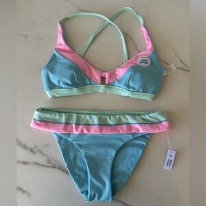 LoveShackFancy x Hurley Colorblock Bikini Set, Size-S, NWT-SOLD OUT